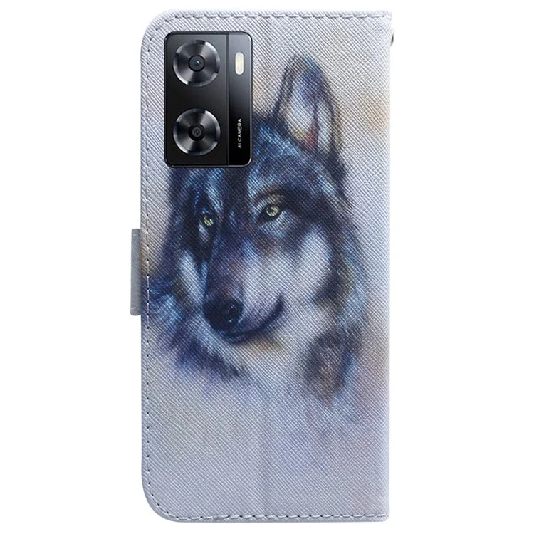 Для Oppo A57 4G / A57 (2022) 5G / A77 5G / Realme Q5i / Нарзо 50 5G / V23 5G Pattern Print - Волк