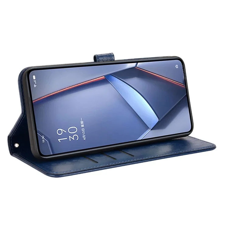 Para Motorola Moto E32 4G / E32s 4G Patrón de Punto Una Caja de Teléfono de Estilo de Billetera Impresa, Protector de Cuero Anti-shock PU Con Correa - Azul