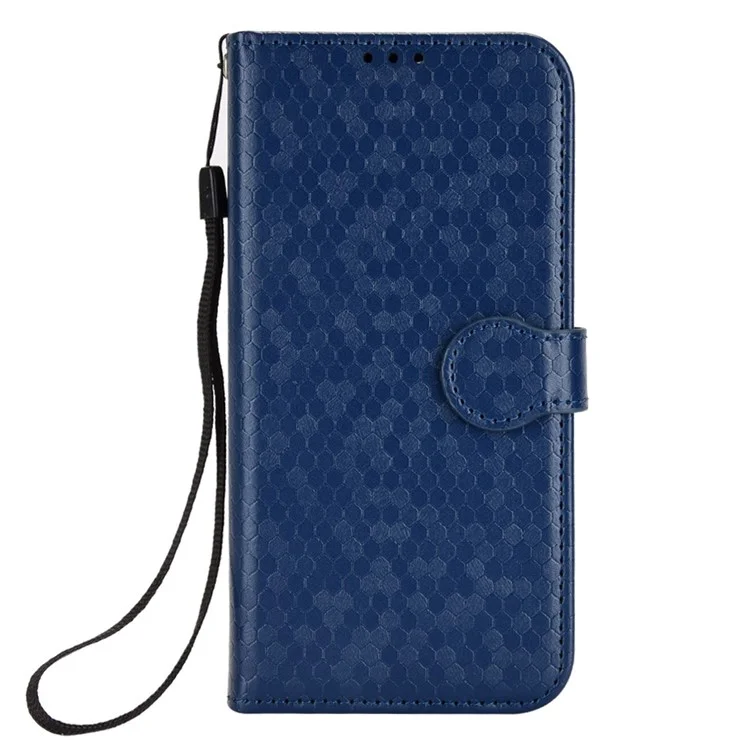 Para Motorola Moto E32 4G / E32s 4G Patrón de Punto Una Caja de Teléfono de Estilo de Billetera Impresa, Protector de Cuero Anti-shock PU Con Correa - Azul
