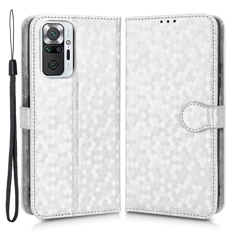 Для Xiaomi Redmi Note 10 Pro 4G (Global) /(индия) / Примечание 10 Pro Max 4G Folio Flip Dot Patter - Серебряный