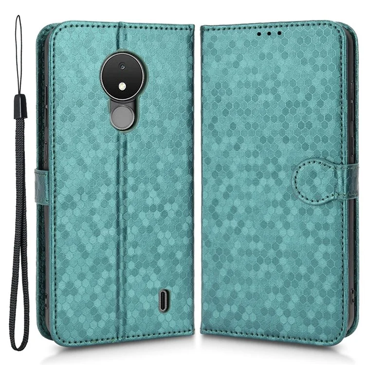 Pour Nokia C21 Motif de Point Imprimé en Cuir PU Cuir de Téléphone à Main Portefeuille Portefeuille de Protection du Stand de Flip Folio Couverture - Vert