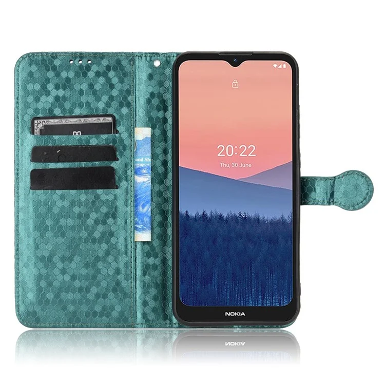 Pour Nokia C21 Motif de Point Imprimé en Cuir PU Cuir de Téléphone à Main Portefeuille Portefeuille de Protection du Stand de Flip Folio Couverture - Vert