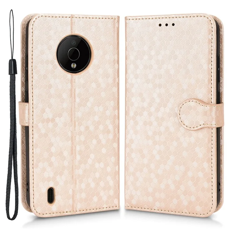 Per Nokia C200 4G Shock Affot Dot Pattern Exprinted Porthep Telet Case, Copertura in Pelle PU Resistente All'usura Con Cinturino - Oro