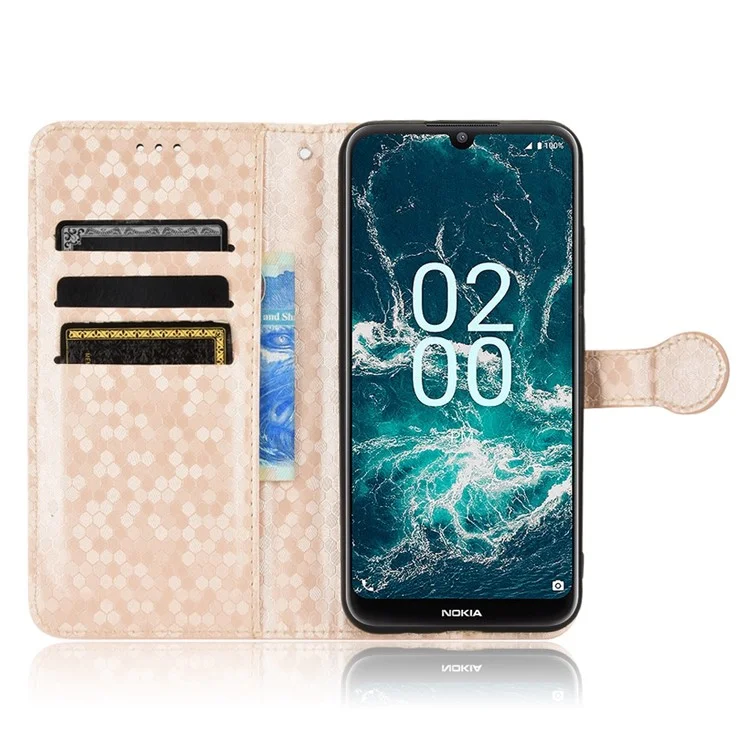 Per Nokia C200 4G Shock Affot Dot Pattern Exprinted Porthep Telet Case, Copertura in Pelle PU Resistente All'usura Con Cinturino - Oro