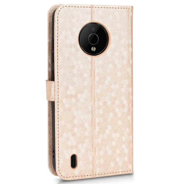 Per Nokia C200 4G Shock Affot Dot Pattern Exprinted Porthep Telet Case, Copertura in Pelle PU Resistente All'usura Con Cinturino - Oro