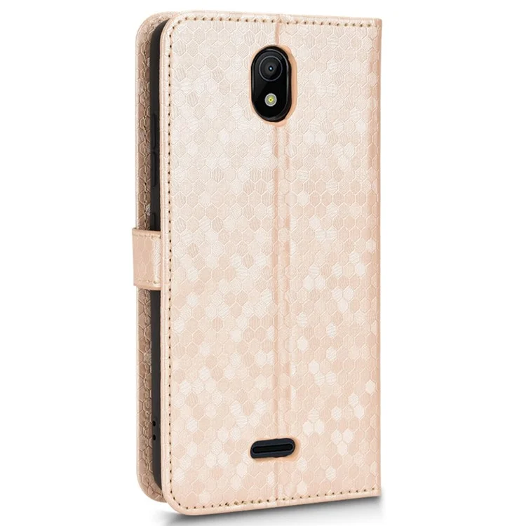 Pour Nokia C100 4G Dot Motel Étui de Téléphone de Portefeuille Imprimé, Couvercle en Cuir PU Résistant Aux Usures Avec Bracelet - or