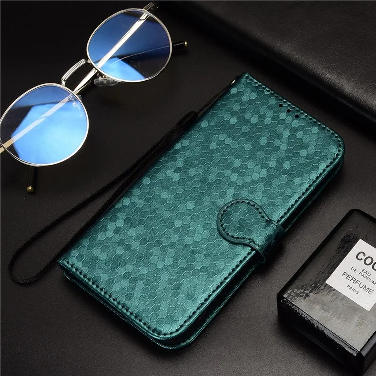 For Nokia C100 4G Dot Pattern Imprinted Wallet Phone Case, Wear-Resistant PU Leather Cover with Strap - Green