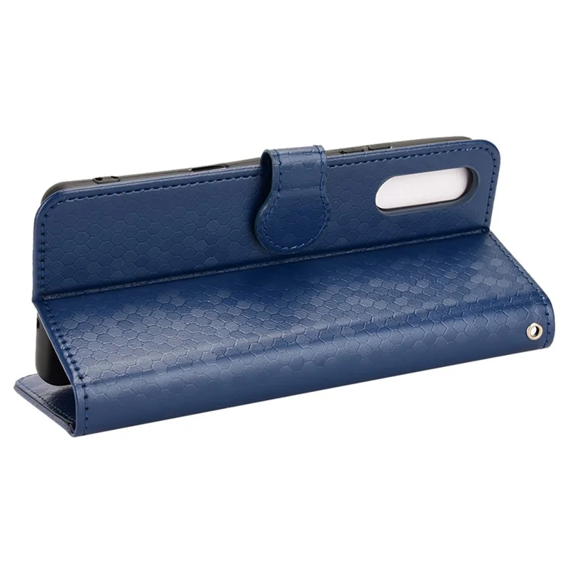 For Sony Xperia 10 III 5G / Xperia 10 III Lite Folio Flip Dot Pattern Imprinted Wallet Phone Case PU Leather Protective Shell with Strap - Blue