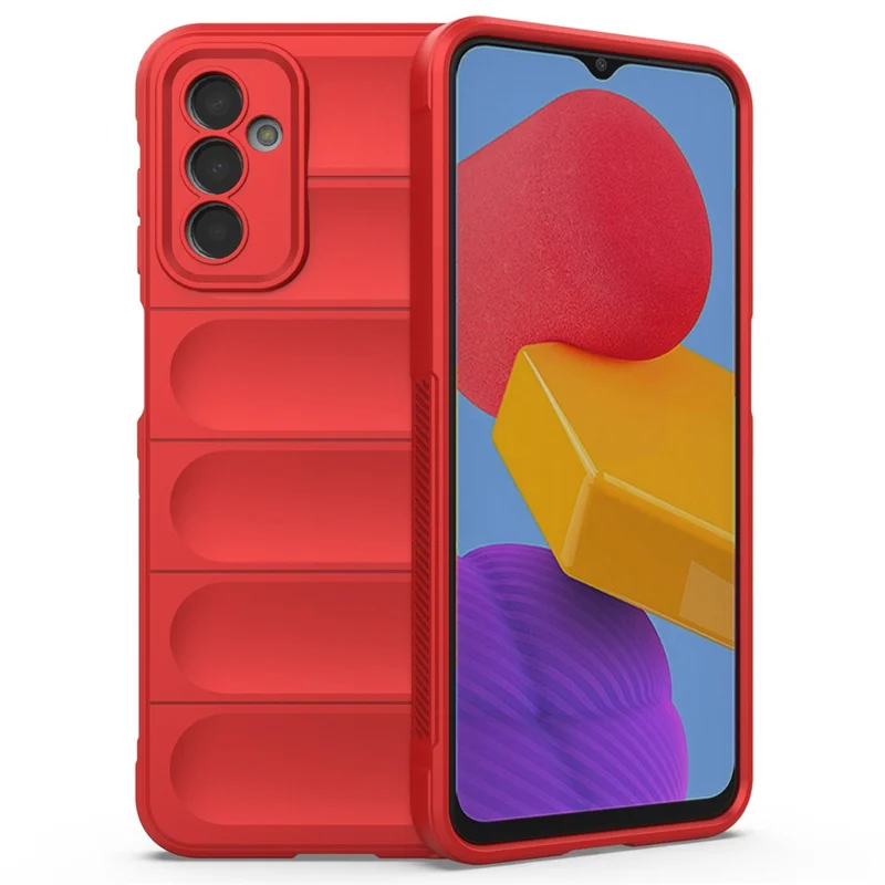 For Samsung Galaxy M13 4G Precise Cutout Anti-drop Protective Phone Cover Rugged Back TPU Case - Red