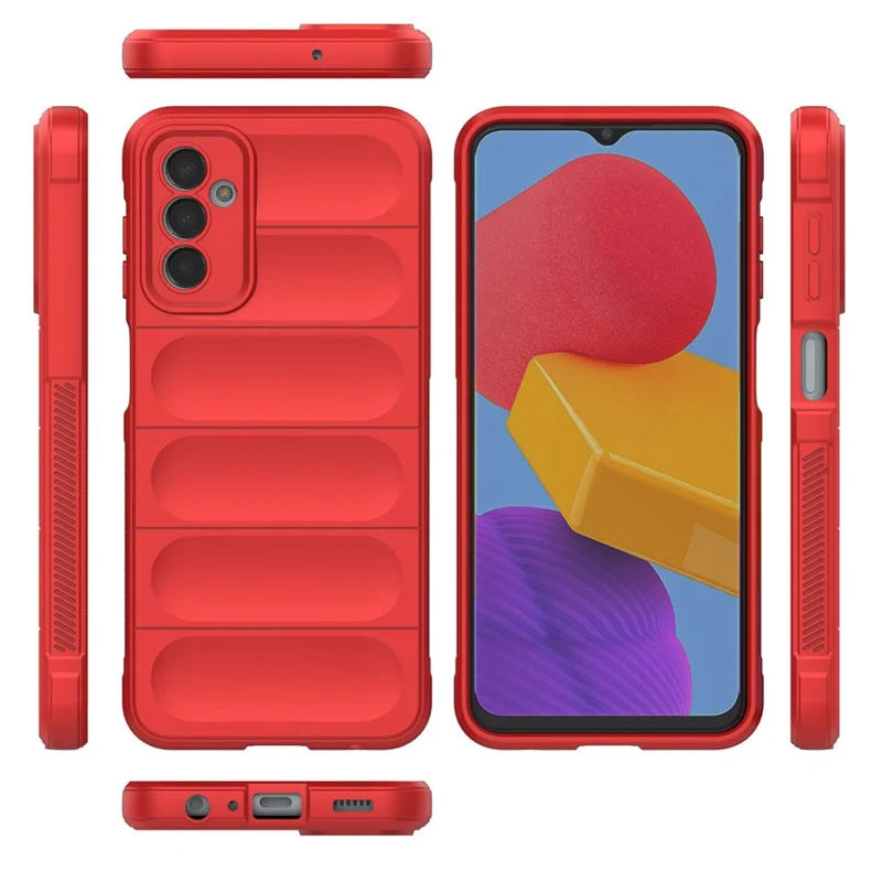 For Samsung Galaxy M13 4G Precise Cutout Anti-drop Protective Phone Cover Rugged Back TPU Case - Red