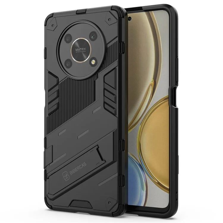 Per Honor X9 4G / 5G / X30 5G Custodia protettiva ibrida a doppio strato in TPU + PC con supporto - Nero