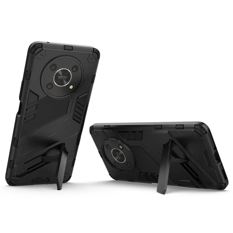 Per Honor X9 4G / 5G / X30 5G Custodia protettiva ibrida a doppio strato in TPU + PC con supporto - Nero