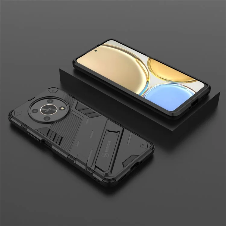 Per Honor X9 4G / 5G / X30 5G Custodia protettiva ibrida a doppio strato in TPU + PC con supporto - Nero
