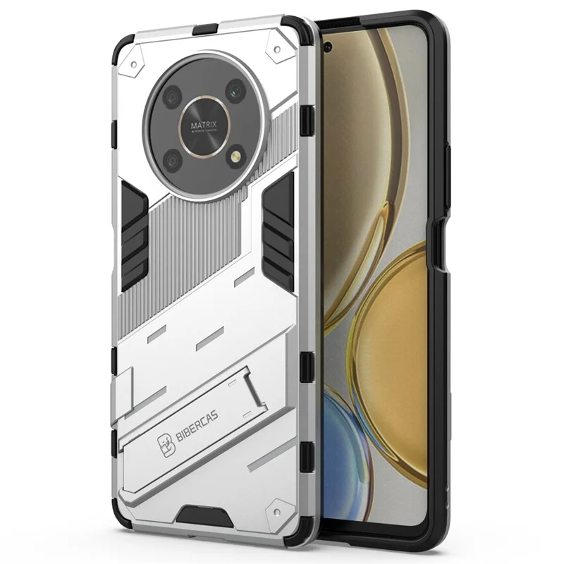For Honor X9 4G / 5G / X30 5G Drop-proof Hybrid TPU + PC Case Kickstand Protective Phone Back Cover - White