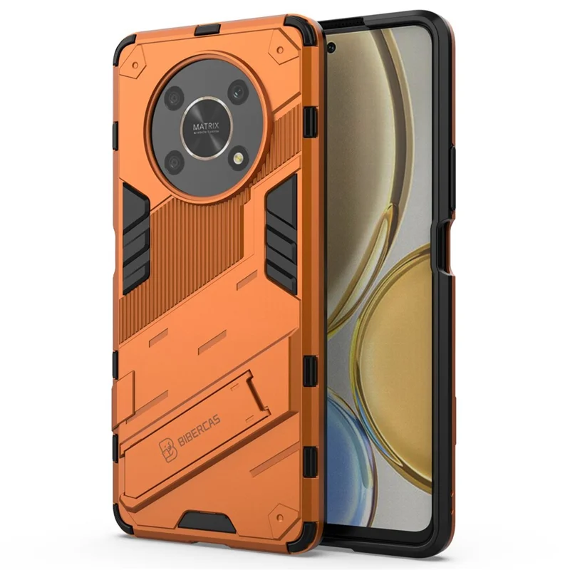 For Honor X9 4G / 5G / X30 5G Drop-proof Hybrid TPU + PC Case Kickstand Protective Phone Back Cover - Orange