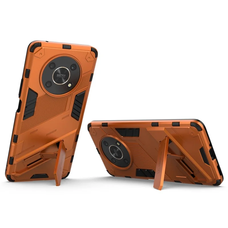 For Honor X9 4G / 5G / X30 5G Drop-proof Hybrid TPU + PC Case Kickstand Protective Phone Back Cover - Orange