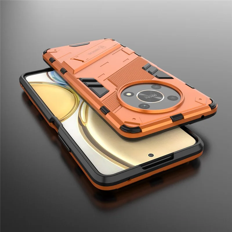 For Honor X9 4G / 5G / X30 5G Drop-proof Hybrid TPU + PC Case Kickstand Protective Phone Back Cover - Orange