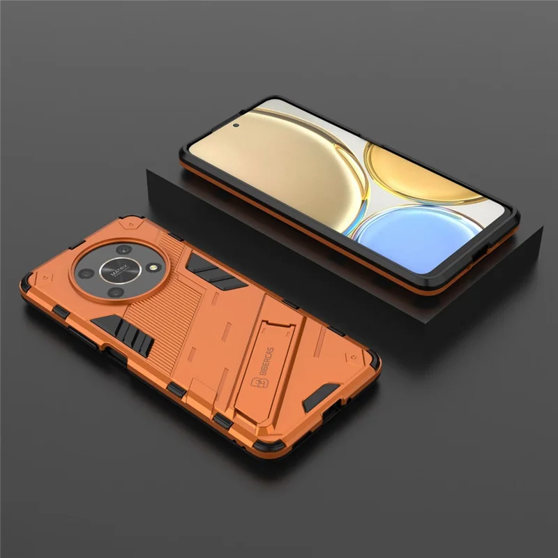 For Honor X9 4G / 5G / X30 5G Drop-proof Hybrid TPU + PC Case Kickstand Protective Phone Back Cover - Orange