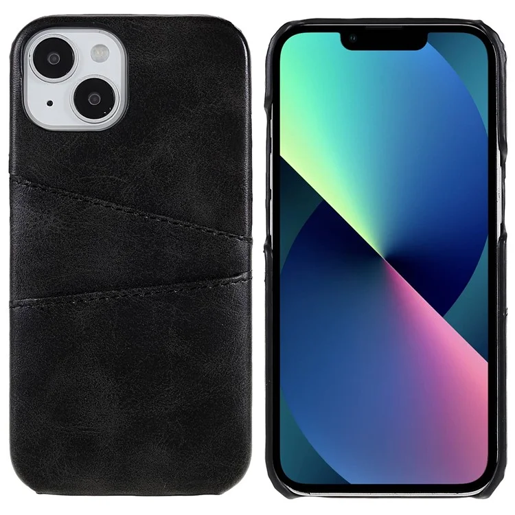 Pour Iphone 14 Max 6,7 Pouces Case de Téléphone Mobile à L'épreuve Des Drop-drof pu Leather + pc Anti-scratch Back Phone Cover Avec 2 Emplacements de Carte - le Noir