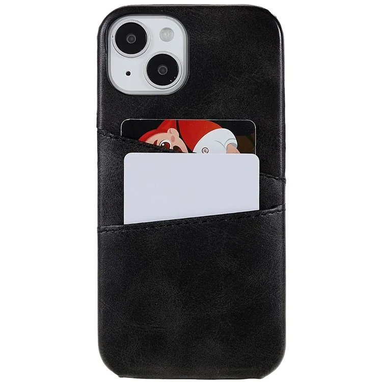 Pour Iphone 14 Max 6,7 Pouces Case de Téléphone Mobile à L'épreuve Des Drop-drof pu Leather + pc Anti-scratch Back Phone Cover Avec 2 Emplacements de Carte - le Noir