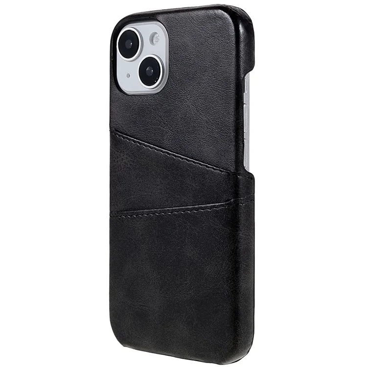 Pour Iphone 14 Max 6,7 Pouces Case de Téléphone Mobile à L'épreuve Des Drop-drof pu Leather + pc Anti-scratch Back Phone Cover Avec 2 Emplacements de Carte - le Noir