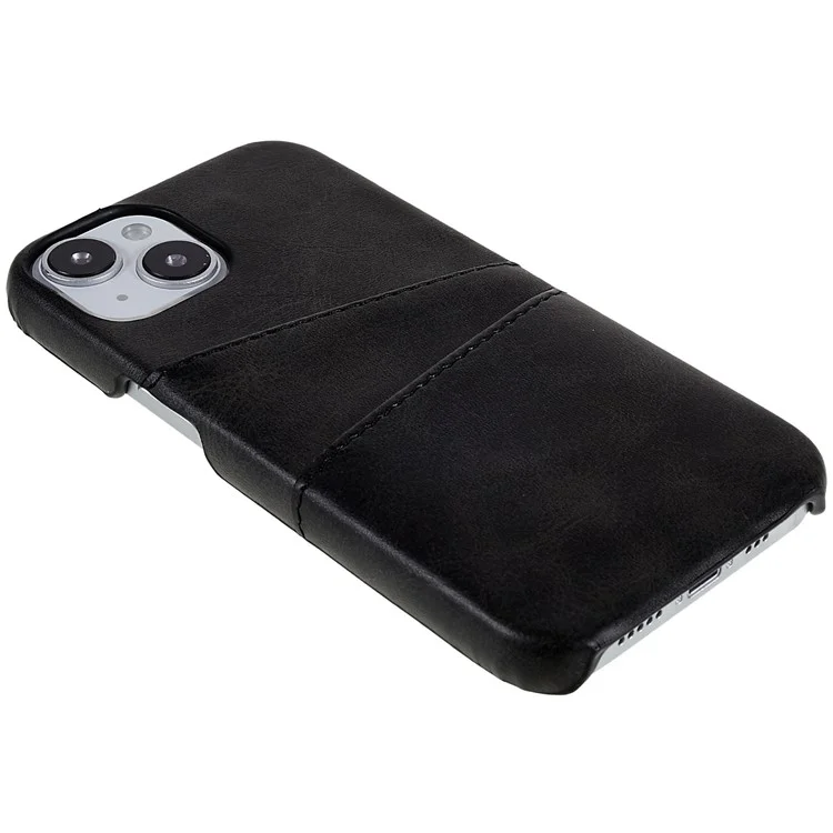 Pour Iphone 14 Max 6,7 Pouces Case de Téléphone Mobile à L'épreuve Des Drop-drof pu Leather + pc Anti-scratch Back Phone Cover Avec 2 Emplacements de Carte - le Noir