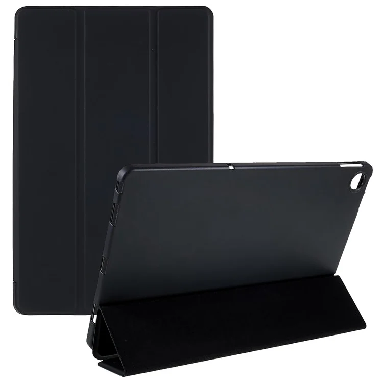 Per Lenovo Tab M10 Plus (3a generazione) / Xiaoxin Pad 2022 10.6 pollici Light Thin Anti-wear PU Tablet Case Matte TPU Trifold Stand Cover - Nero
