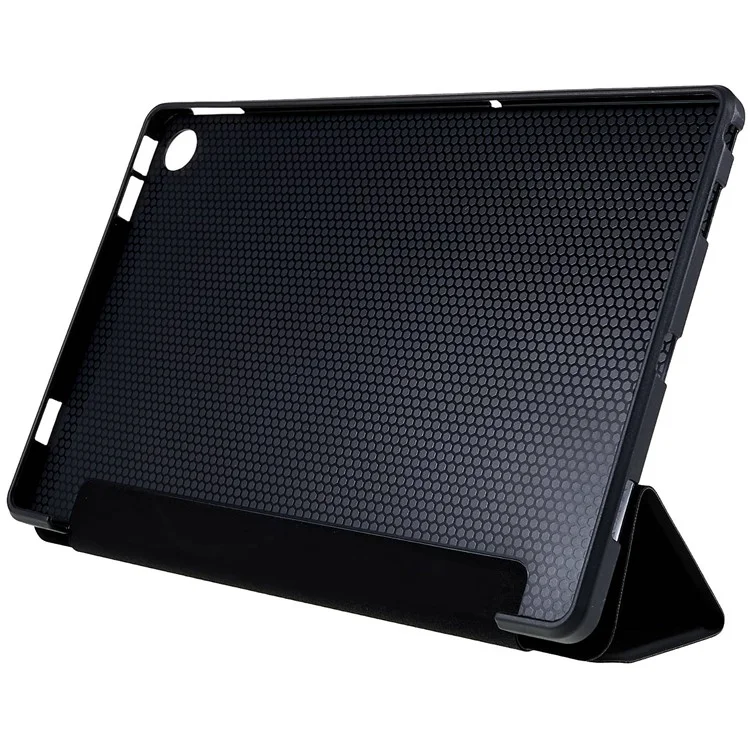 Per Lenovo Tab M10 Plus (3a generazione) / Xiaoxin Pad 2022 10.6 pollici Light Thin Anti-wear PU Tablet Case Matte TPU Trifold Stand Cover - Nero