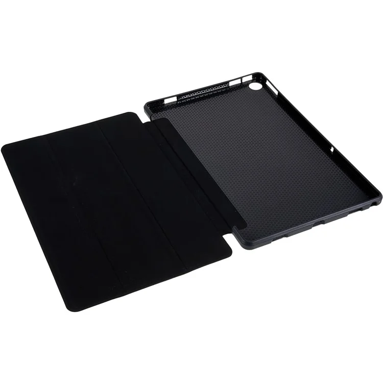 Per Lenovo Tab M10 Plus (3a generazione) / Xiaoxin Pad 2022 10.6 pollici Light Thin Anti-wear PU Tablet Case Matte TPU Trifold Stand Cover - Nero