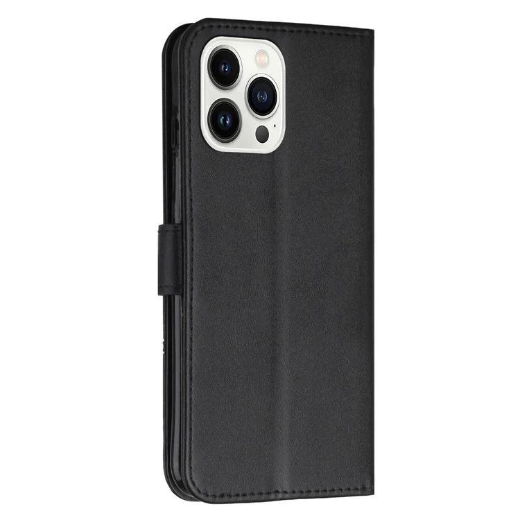 Per Iphone 14 Pro Max da 6,7 ​​pollici Per Cuciture Per Portafoglio Per Portafoglio Pechettura PU Pettura + TPU Custodia Con Cinturino - Nero