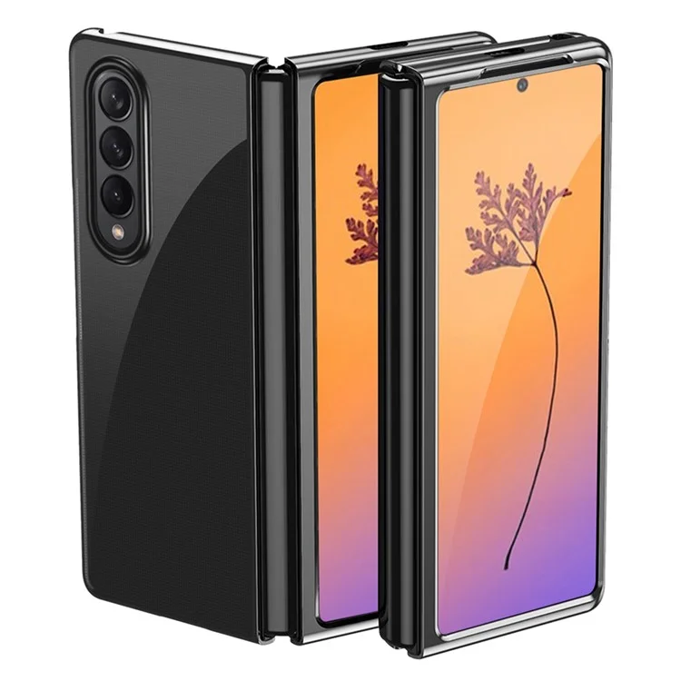 For Samsung Galaxy Z Fold4 5G Hard PC Phone Case Anti-Scratch Anti-Drop Electroplating Protective Cover - Black