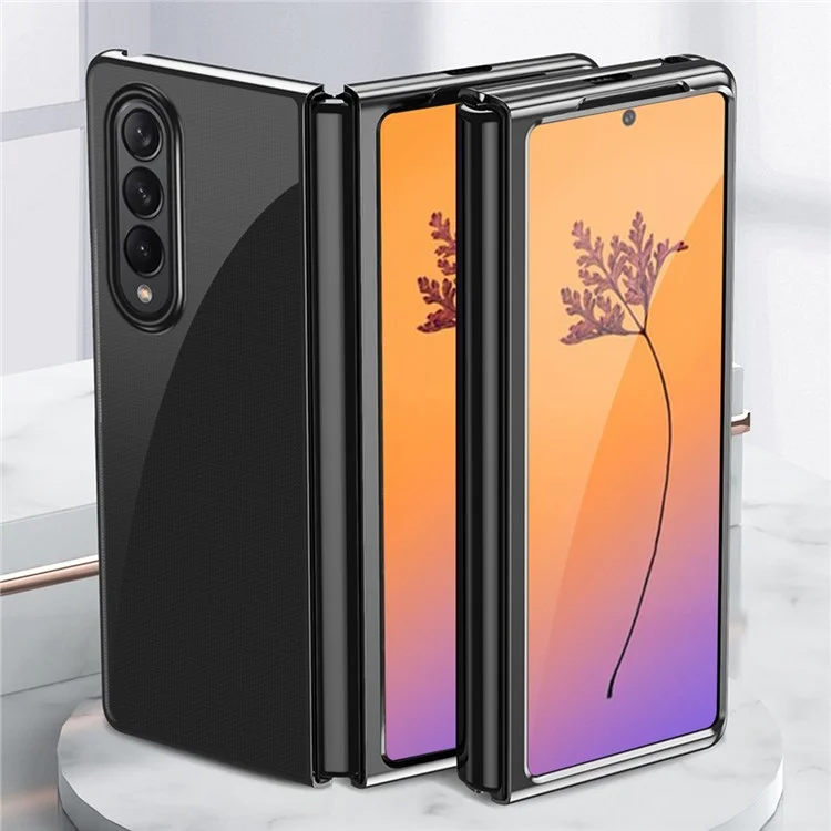 For Samsung Galaxy Z Fold4 5G Hard PC Phone Case Anti-Scratch Anti-Drop Electroplating Protective Cover - Black
