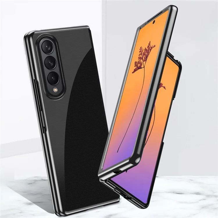 For Samsung Galaxy Z Fold4 5G Hard PC Phone Case Anti-Scratch Anti-Drop Electroplating Protective Cover - Black
