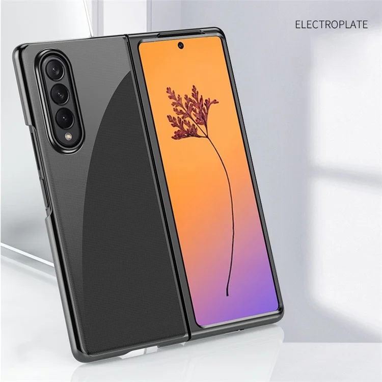 For Samsung Galaxy Z Fold4 5G Hard PC Phone Case Anti-Scratch Anti-Drop Electroplating Protective Cover - Black