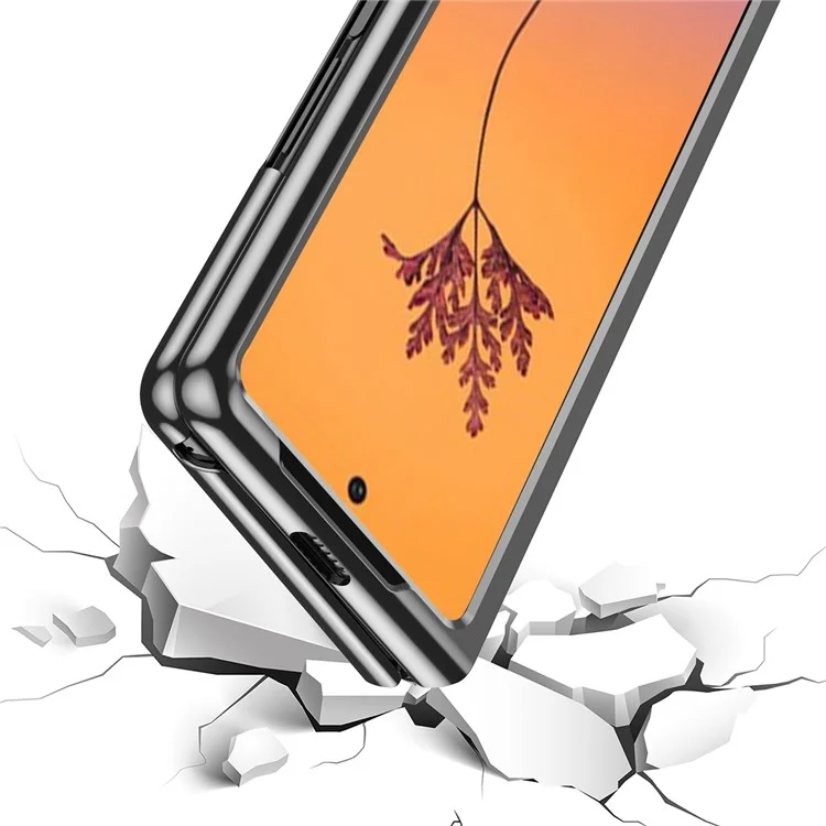 For Samsung Galaxy Z Fold4 5G Hard PC Phone Case Anti-Scratch Anti-Drop Electroplating Protective Cover - Black