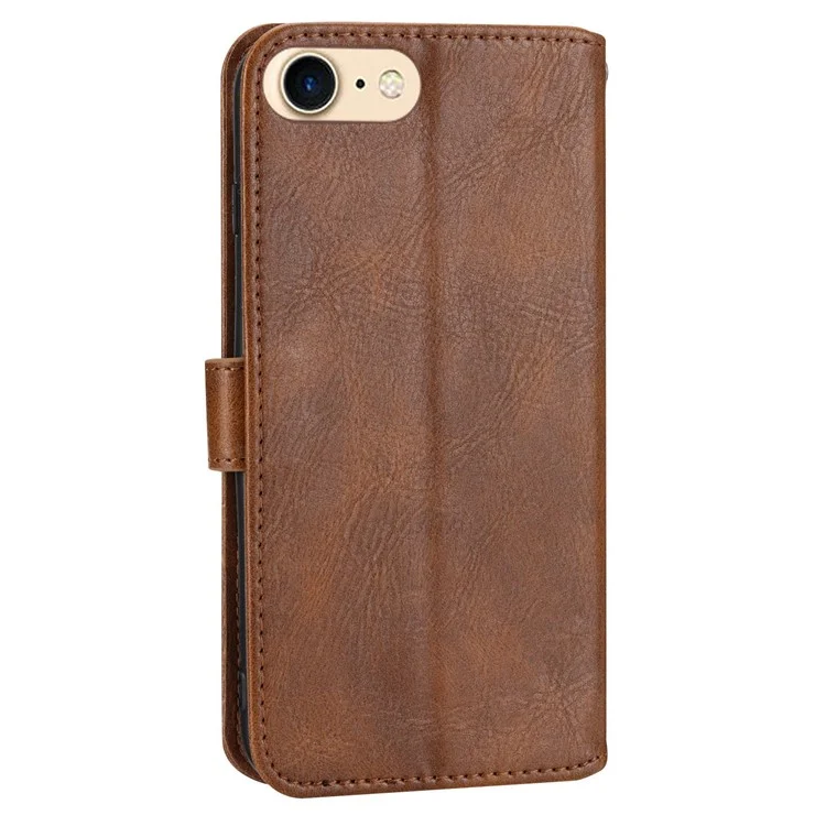 Pour Iphone 7 / 8 4,7 Pouces / SE (2020) / SE (2022) Portefeuille Stand Folio Flip Cell Telephone Case de Téléphone à Glissière Poce PU le Cuir en Cuir Mode de Téléphone Magnétique Avec Long / Bretelles - Brun