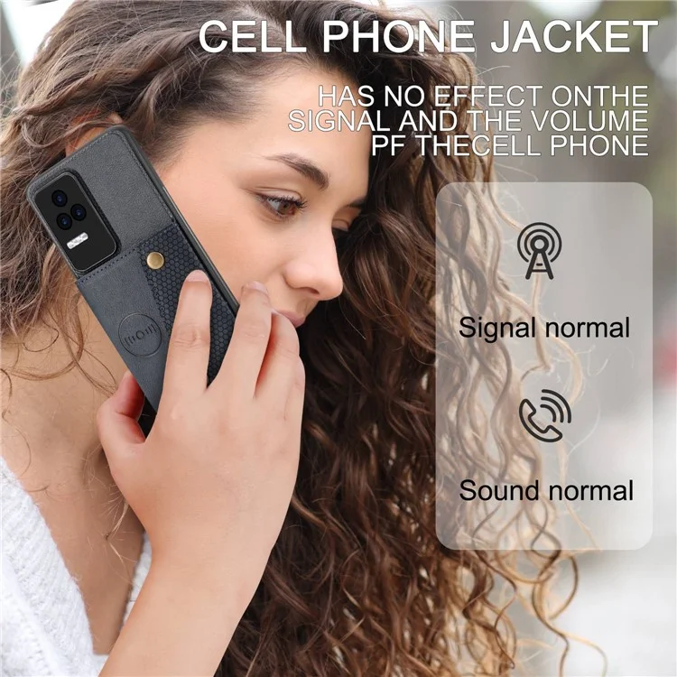 Para Xiaomi Redmi K50 / Redmi K50 Pro Capa de Telefone à Prova de Choque Anti-Arranhões Revestida de Couro PU TPU com Slots para Cartão e Suporte Integrado com Placa de Metal Incorporada - Azul