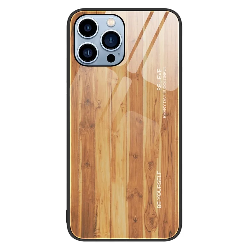 Para Iphone 14 Pro 6.1 Pulgadas Patrón de Madera de Madera - Marrón