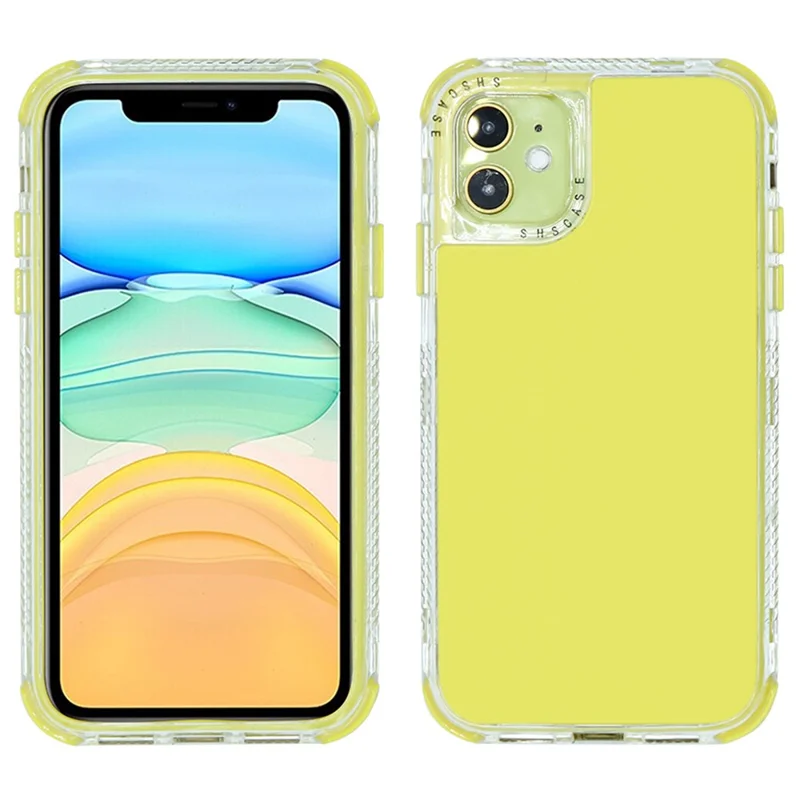 Pour Iphone 14 6,1 Pouces pc + Tpu Couvercle de Téléphone de Protection Détachable à L'amortisseur - Jaune