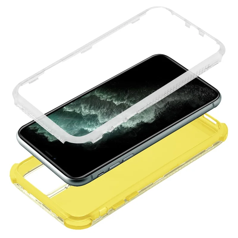 Pour Iphone 14 6,1 Pouces pc + Tpu Couvercle de Téléphone de Protection Détachable à L'amortisseur - Jaune