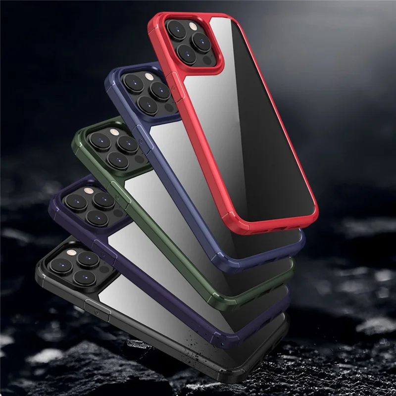 Para Iphone 14 Pro Max 6.7 Pulgadas Anti-scratch Protective Telep Cover Hybrid PC + TPU Case - Negro