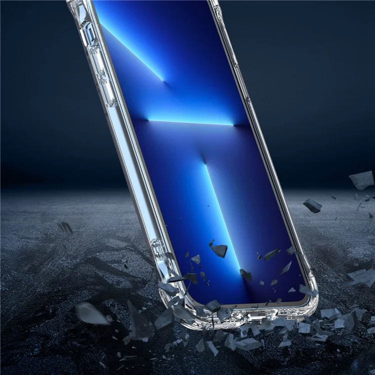 For iPhone 13 Pro Max 6.7 inch PC + TPU Shockproof Transparent Phone Case Wireless Charging Kickstand Cover