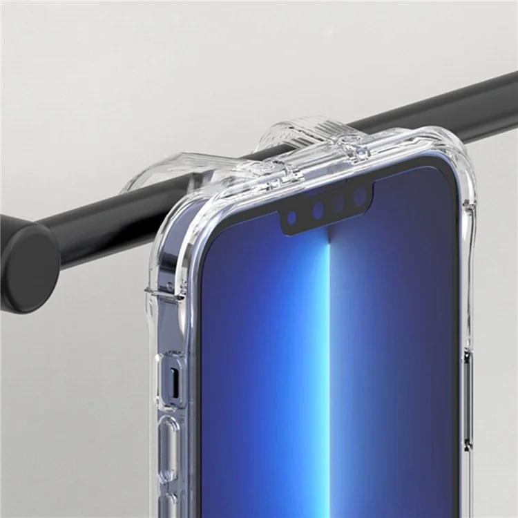 For iPhone 13 Pro Max 6.7 inch PC + TPU Shockproof Transparent Phone Case Wireless Charging Kickstand Cover