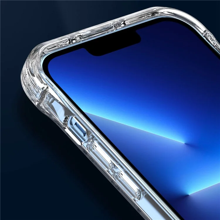 For iPhone 13 Pro Max 6.7 inch PC + TPU Shockproof Transparent Phone Case Wireless Charging Kickstand Cover