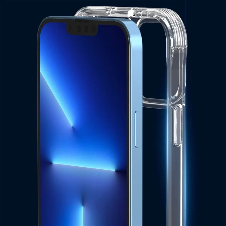 For iPhone 13 Pro Max 6.7 inch PC + TPU Shockproof Transparent Phone Case Wireless Charging Kickstand Cover