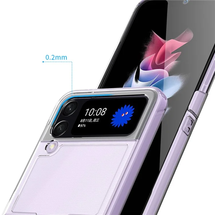For Samsung Galaxy Z Flip4 5G Anti-scratch Phone Case with Ring Holder Clear PVC + PC + Metal Mobile Phone Back Cover