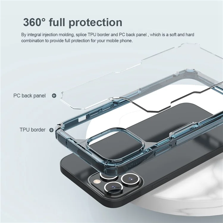 NILLKIN Anti-drop Phone Case para iPhone 14 Pro Max de 6.7 pulgadas, Nature Pro Series Protective Back Cover PC + TPU Mobile Phone Shell - Azul