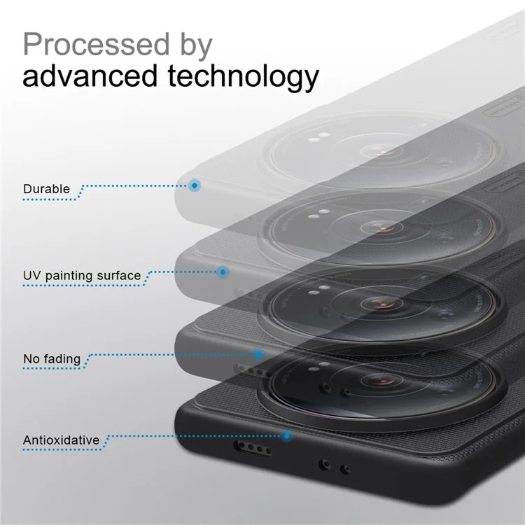 Телефон Nillkin Frosted Shield Для Xiaomi 12S Ultra 5G, Противореящая Матовая Защита от Жесткого Компьютера - Черный