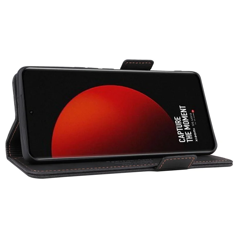 For Xiaomi 12S Ultra 5G Stand Feature Hardware Decor Phone Wallet Case Double Magnetic Clasps PU Leather Protector - Black