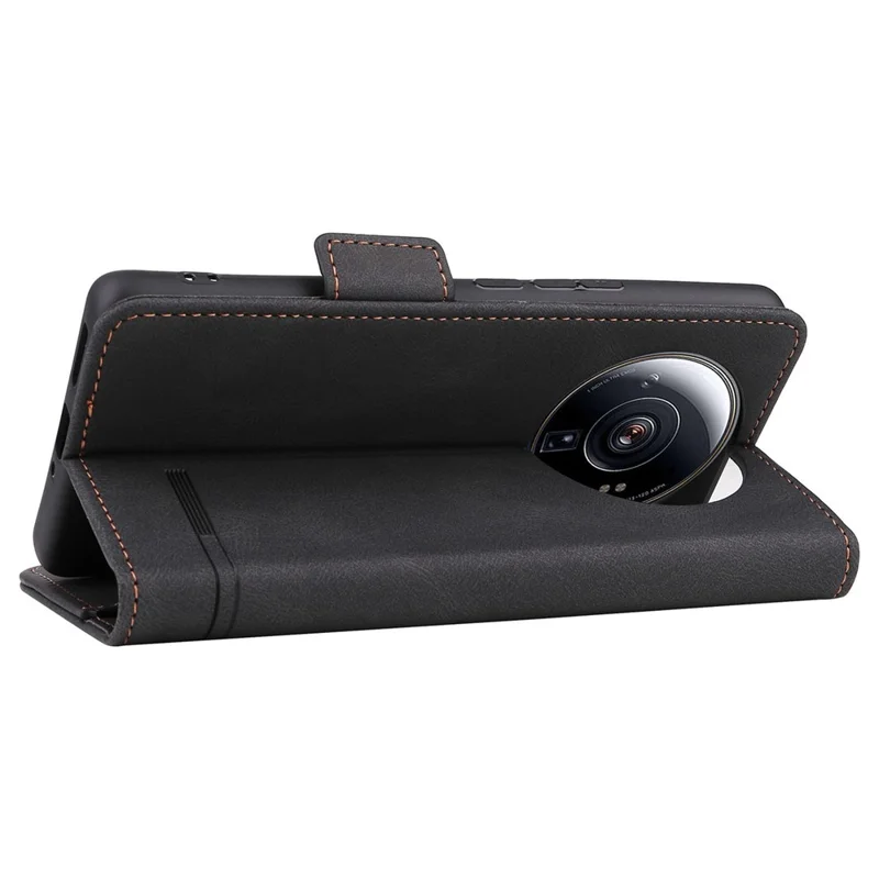 For Xiaomi 12S Ultra 5G Stand Feature Hardware Decor Phone Wallet Case Double Magnetic Clasps PU Leather Protector - Black